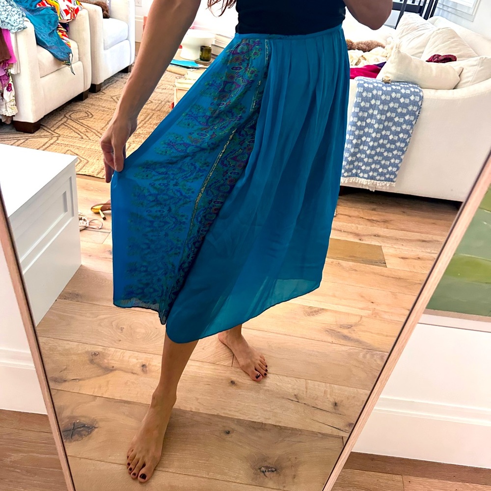 Vintage Tracy Feith Blue Patterned silk Skirt